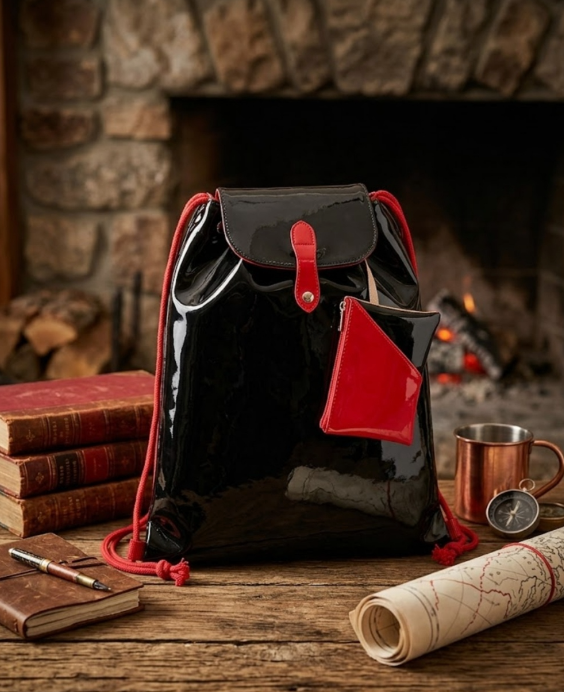 Rucksack aus Kunstleder / Lack